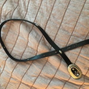 Urban Outfitters Black Belt with Silver Buckle